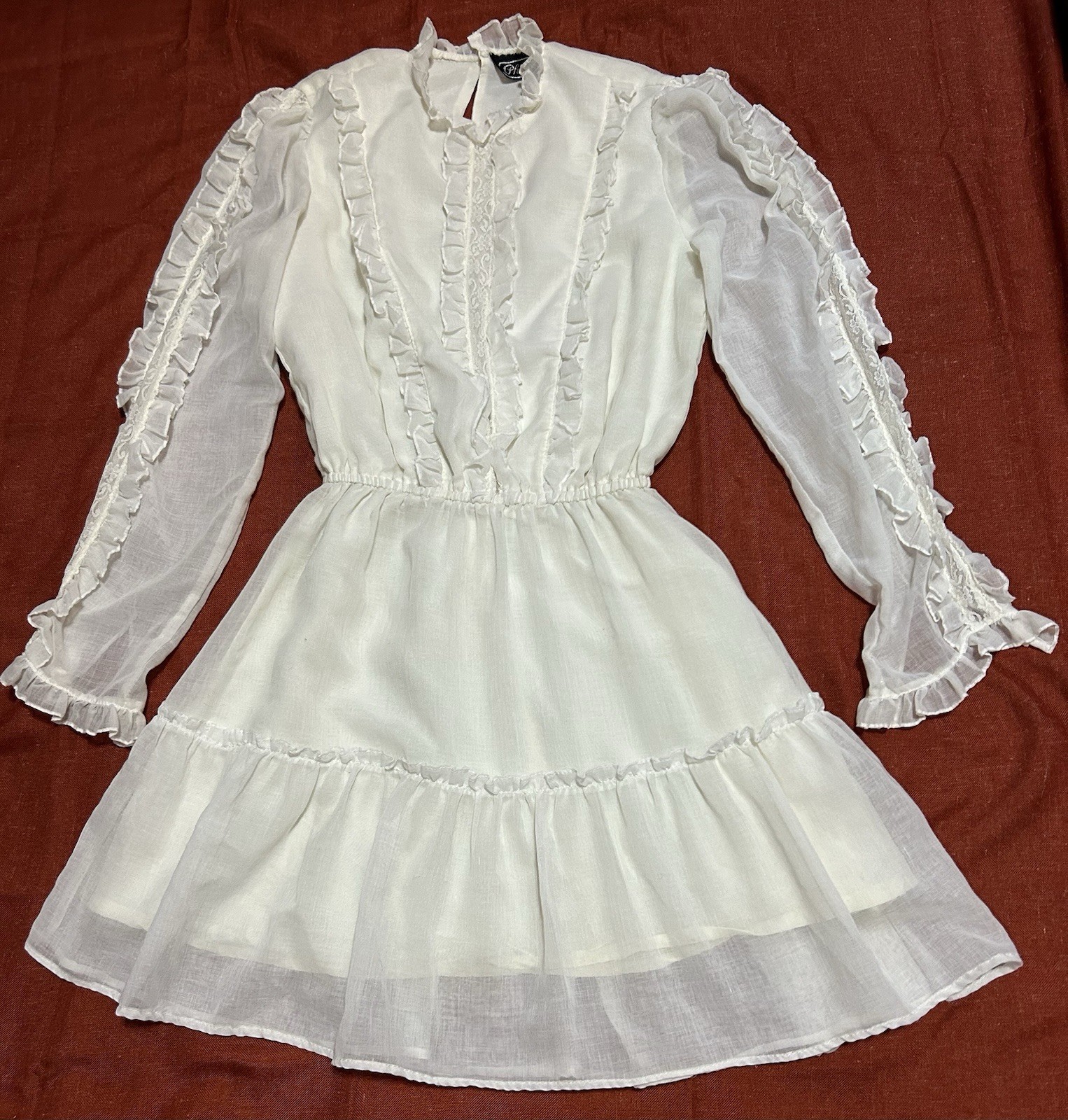 Vintage Dress Small Phase II White Prairie Coquette Long Sleeve Lana Del Rey