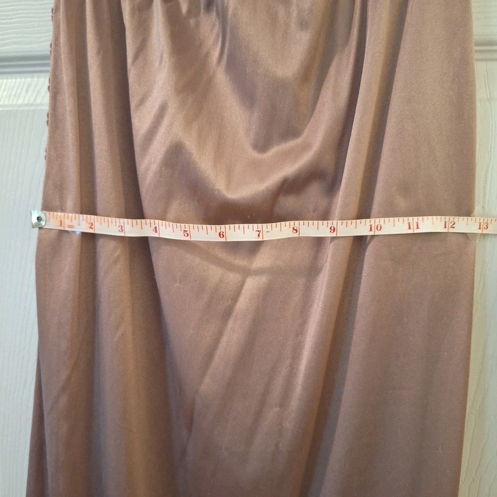 Vtg USA Union Maidenform Dreamwear Rose Maxi Slip-Dress Plunge Neck Split Sides
