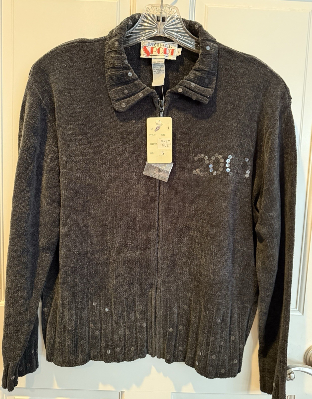 Vintage Y2K Women’s Richard Sport Chenille Cardigan NWT Size S Small