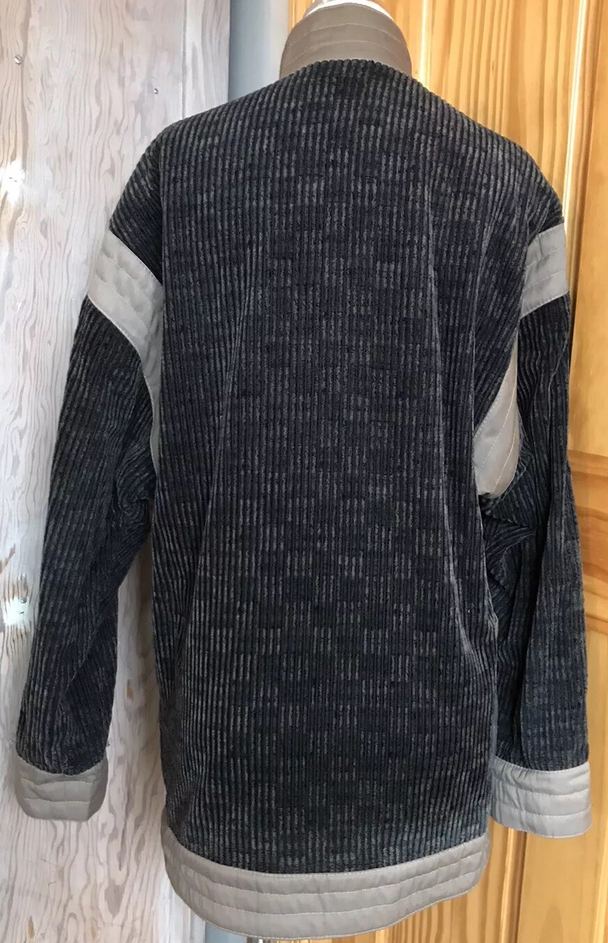 1980s 1990s Vintage Reversible Jacket Coat Canvas To Velvet Corduroy Poland EUC