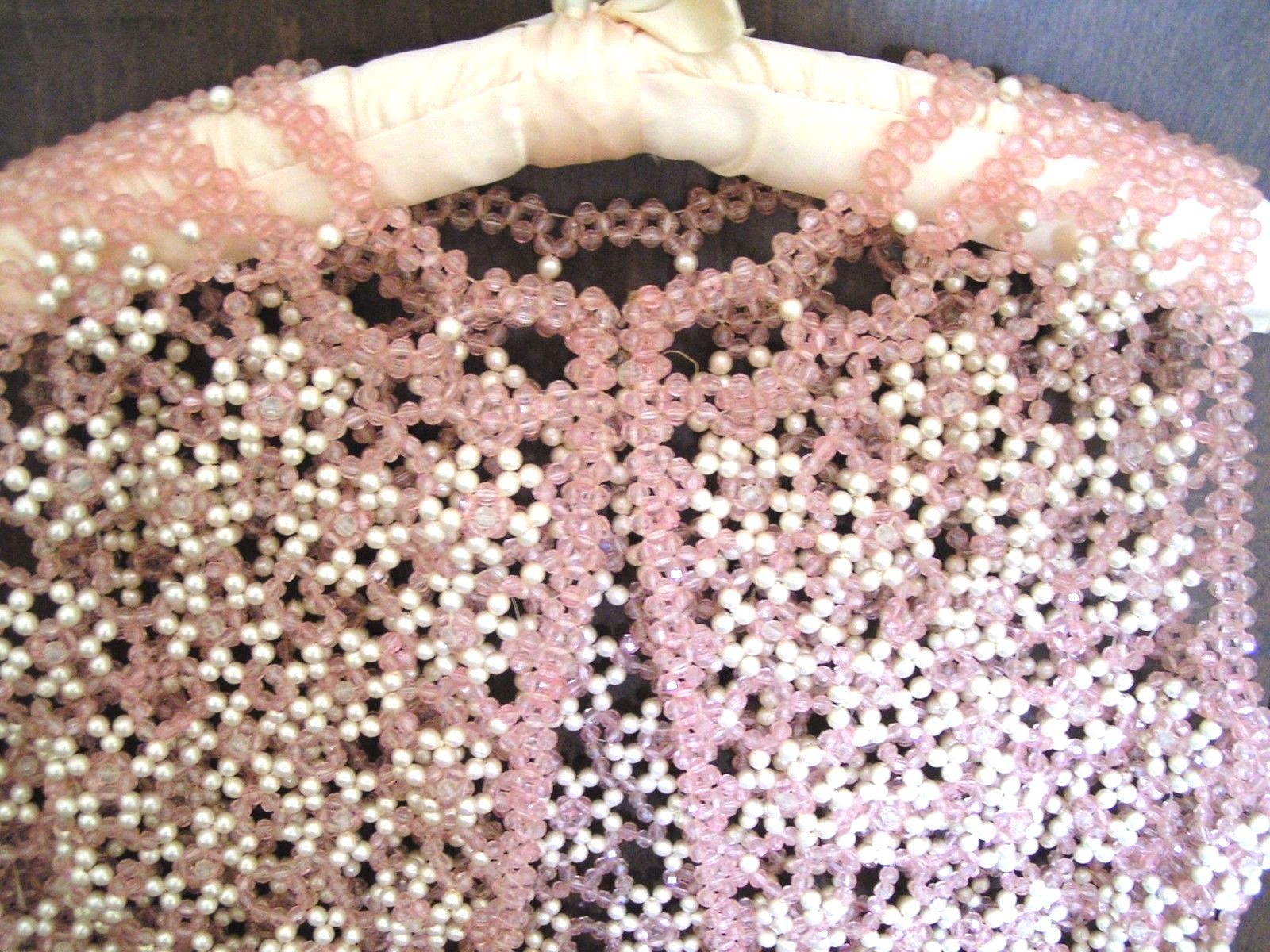Rare Pearl Pink & White Beaded Vest Topper Party Top Vest Size Small Orig. Owner