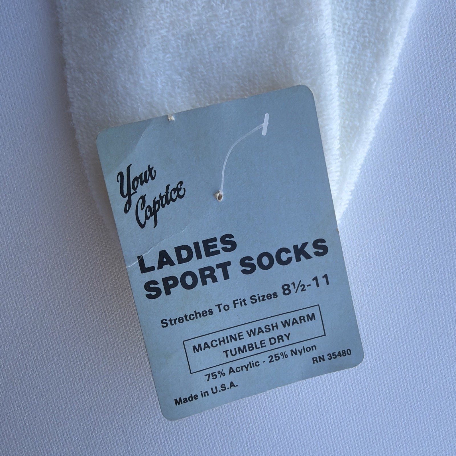 VTG Socks Ladies Sport 8.5-11 80’s 90’s NOS Acrylic USA Your Caprice White Blue.
