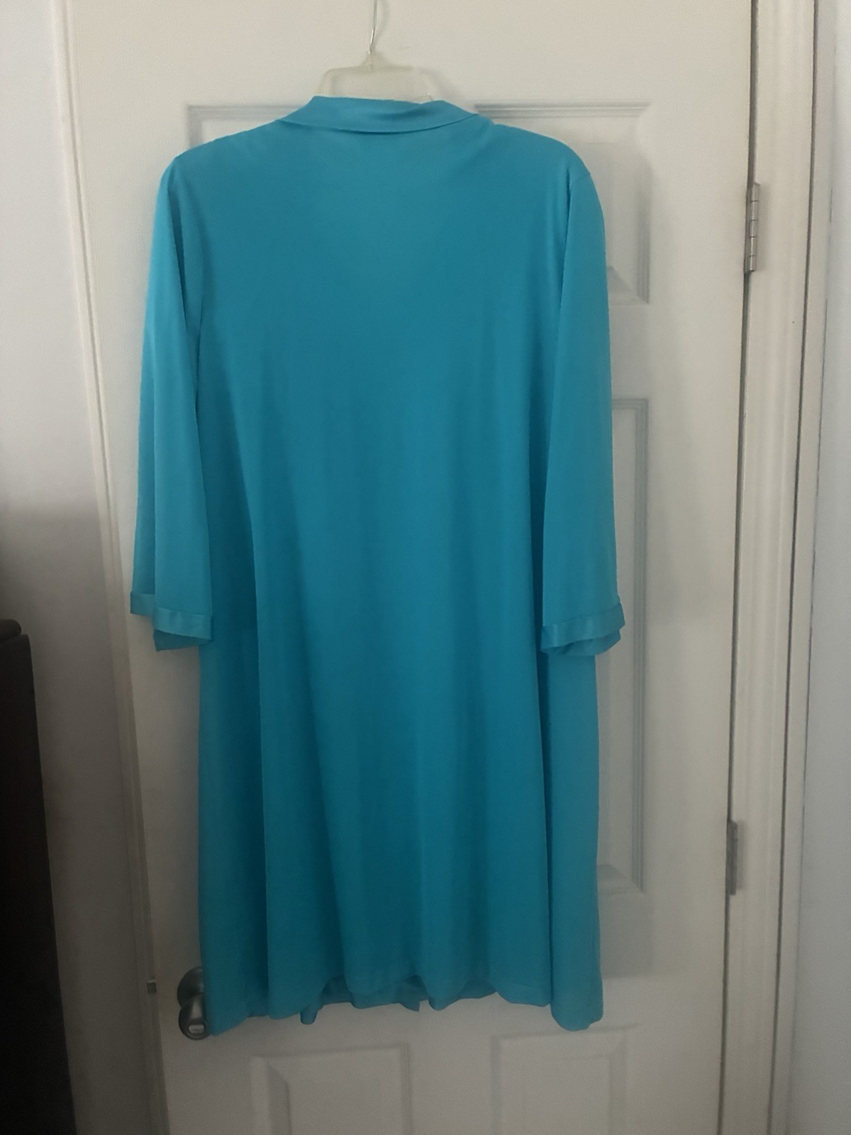 Vintage Vanity Fair Teal Aqua Nylon Nightgown & Robe Set Sz Large 42