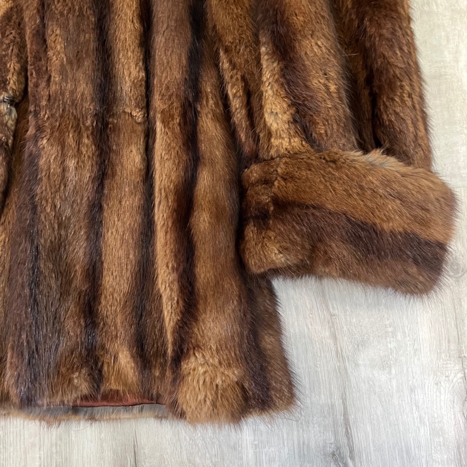 Vintage Nigbor Fur Coat Co Genuine Ranch Mink Fur Coat Jacket Brown Womens L?