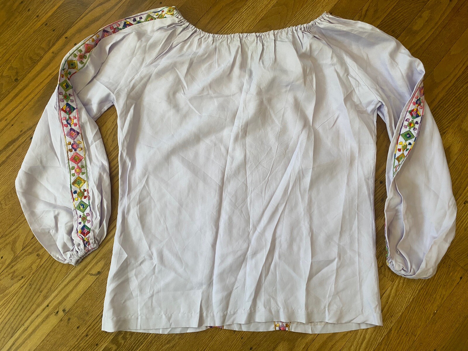 1960s Alice Stuart HIPPY BOHO Top.tunic.lavender,puff Sleeve medium.union Made
