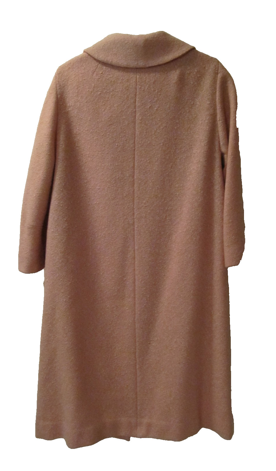 Vintage 50s Women’s Pink Boucle Wool Coat Flower Buttons Fits Size Large 12 14