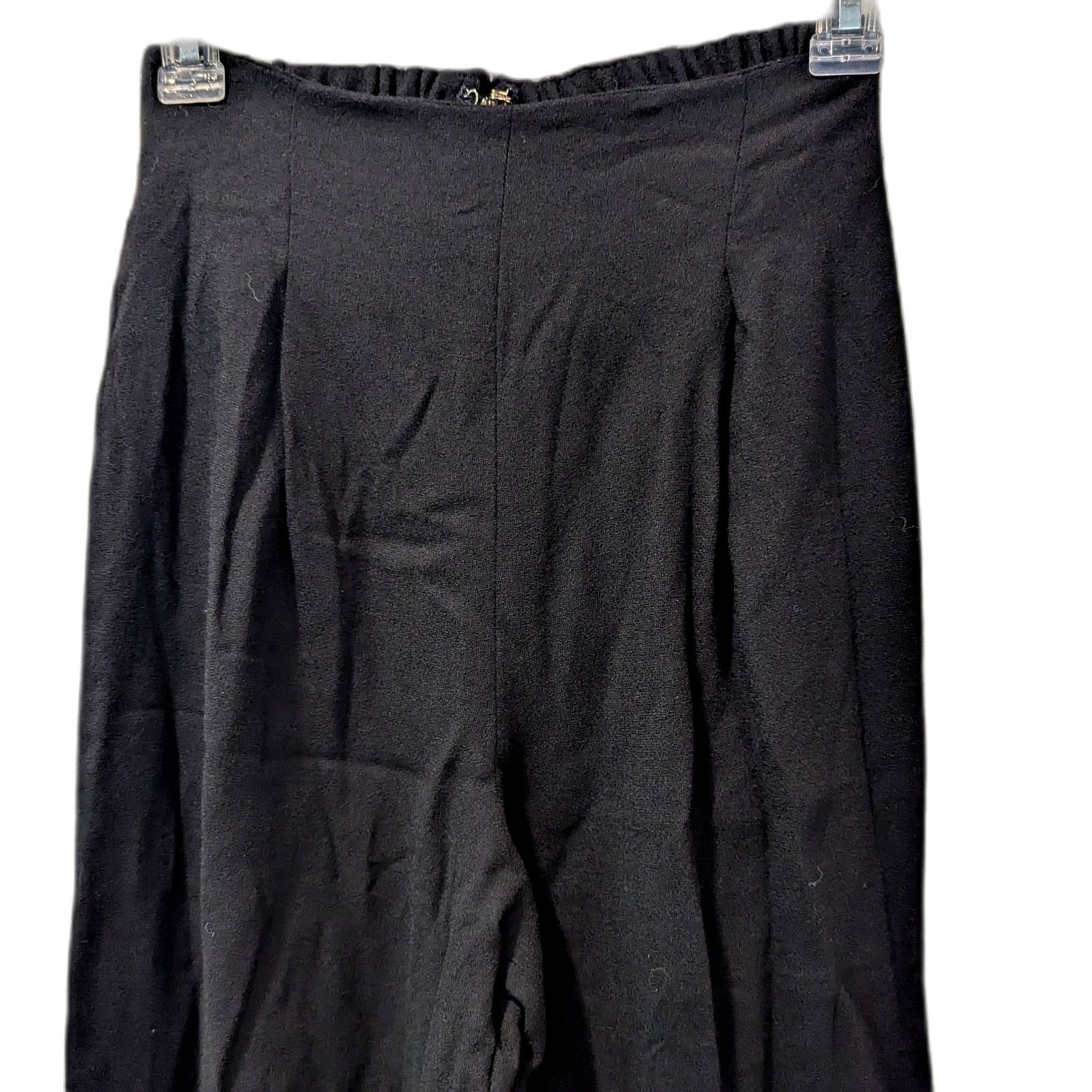 Vtg 90s Constance Saunders Wool Trousers Sz 4 High Waist Wide Leg Pants Black