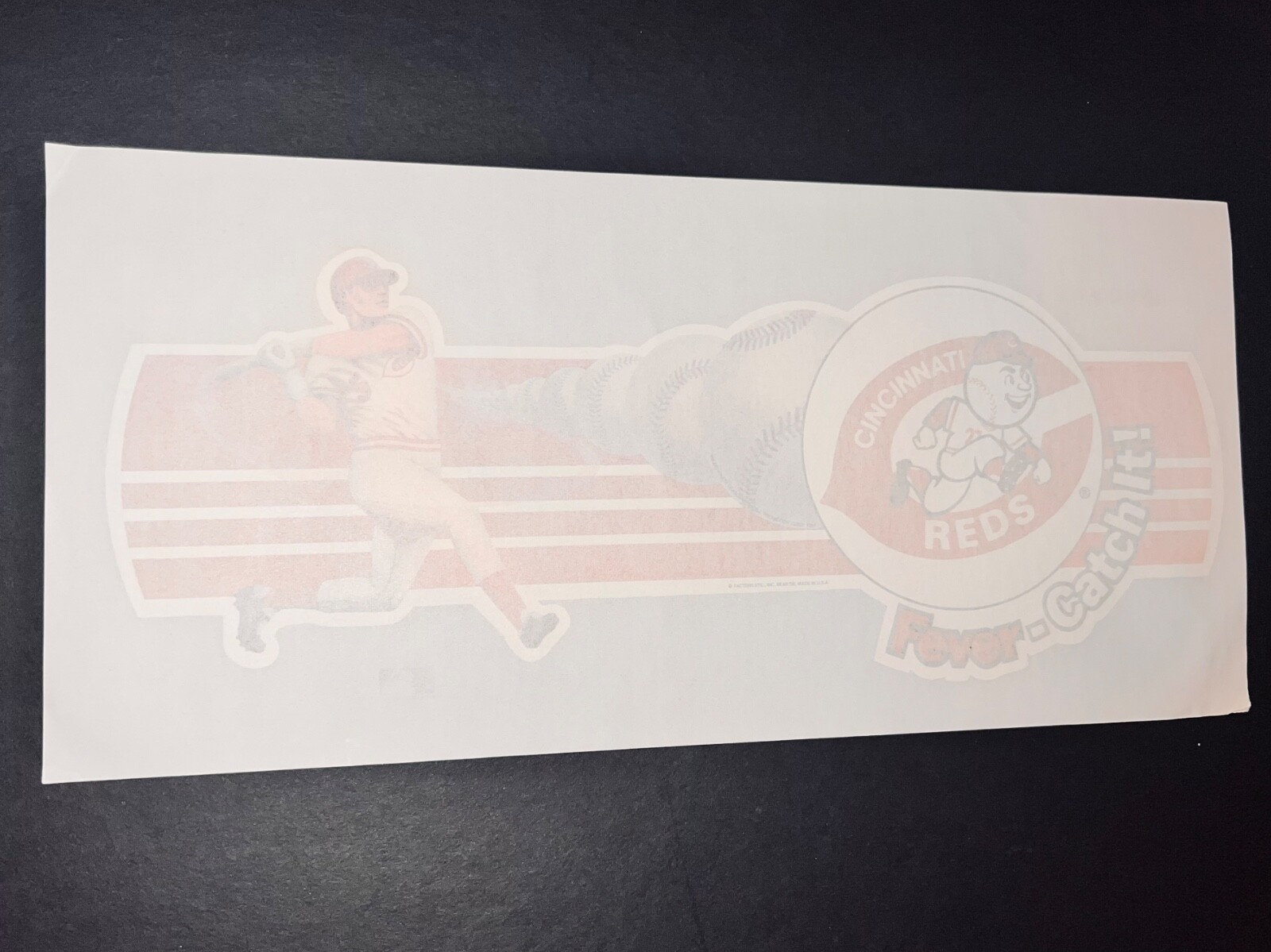 vTg CINCINNATI REDS Baseball MLB 80’s topps CATCH THE FEVER LOGO T-Shirt Iron On