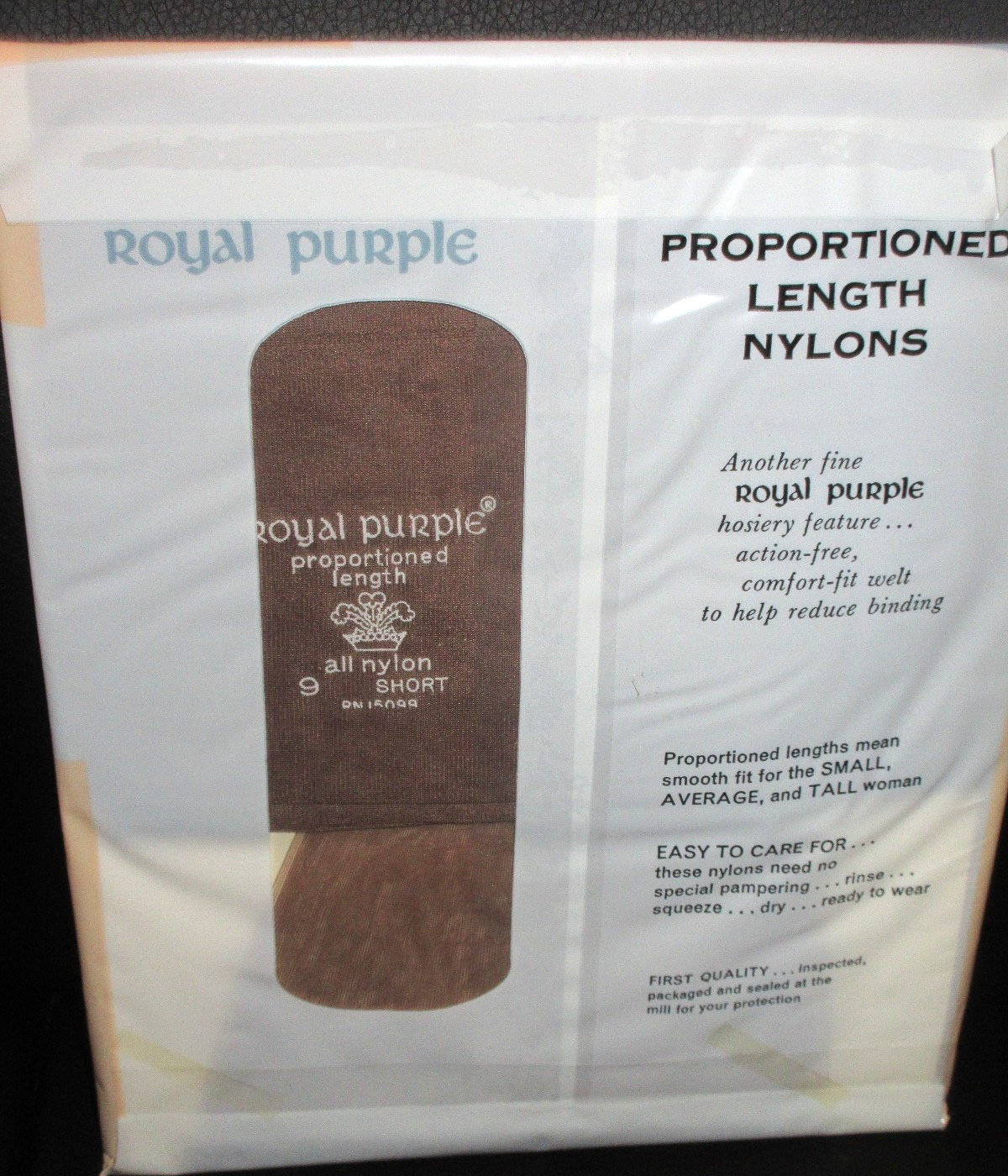 Vintage Royal Purple Hosiery Nylons Size Sears 9 Short Mocha NYLON STOCKINGS