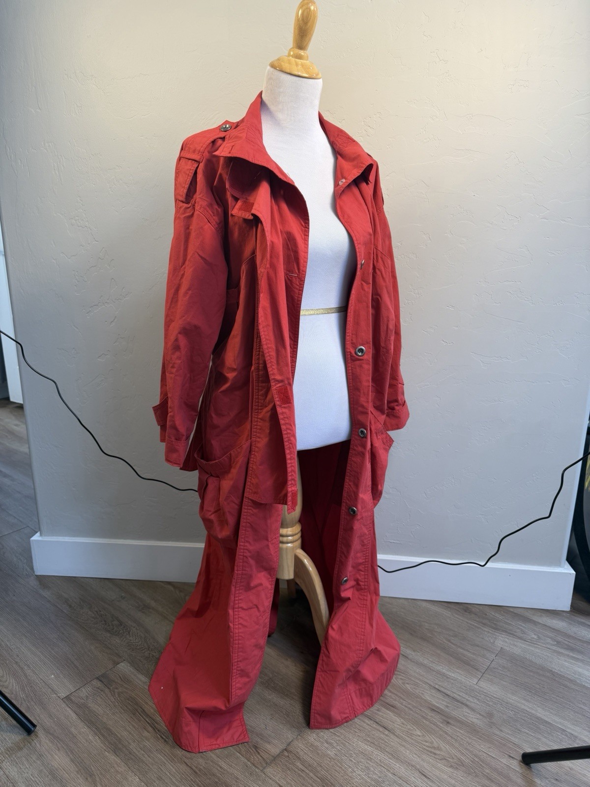 VINTAGE In Wear By Kirsten Teisner Red Longline 100% Cotton Women’s Jacket