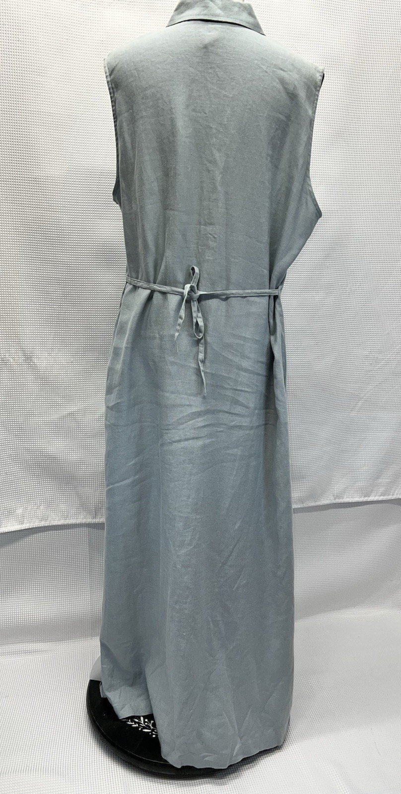 Vintage Jones New York Front Buttton Blue Maxi Sleeveless Size 16 Linen q50