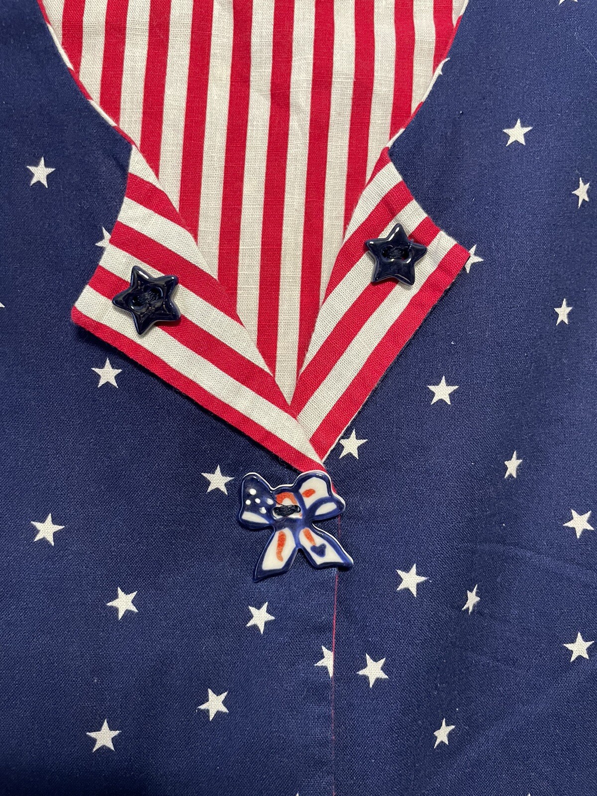 Vtg Dogwood Lane Dress Small Patriotic Navy Stars N Stripes USA American Flag