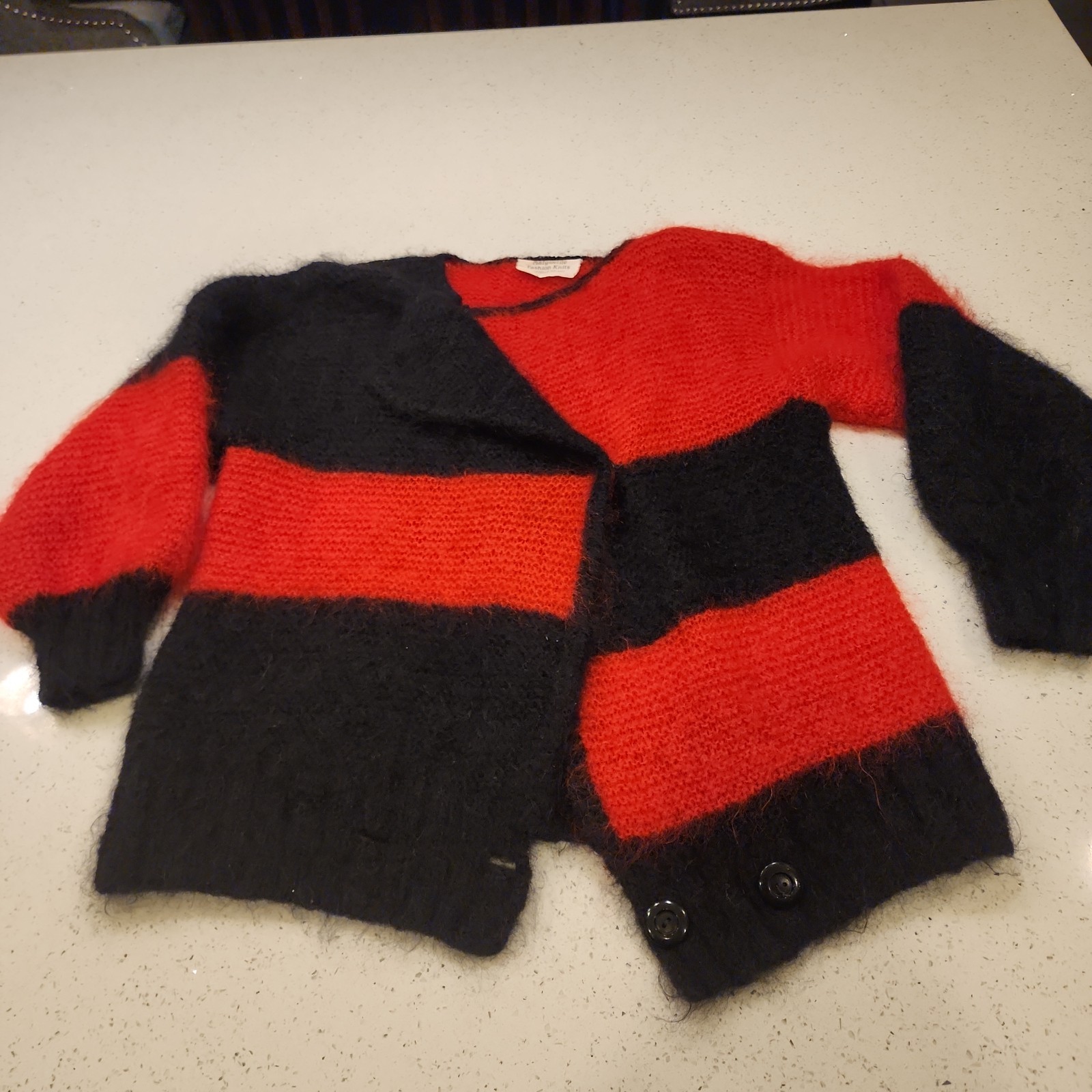 RARE Marguerite Fashion Knits 60s Punk Mohair Sweater Northern Ireland Red Black