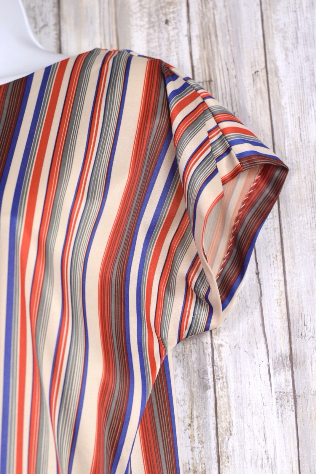 Vintage Rhoda Lee Short Sleeve Multi Color Stripe Shirt Size 12
