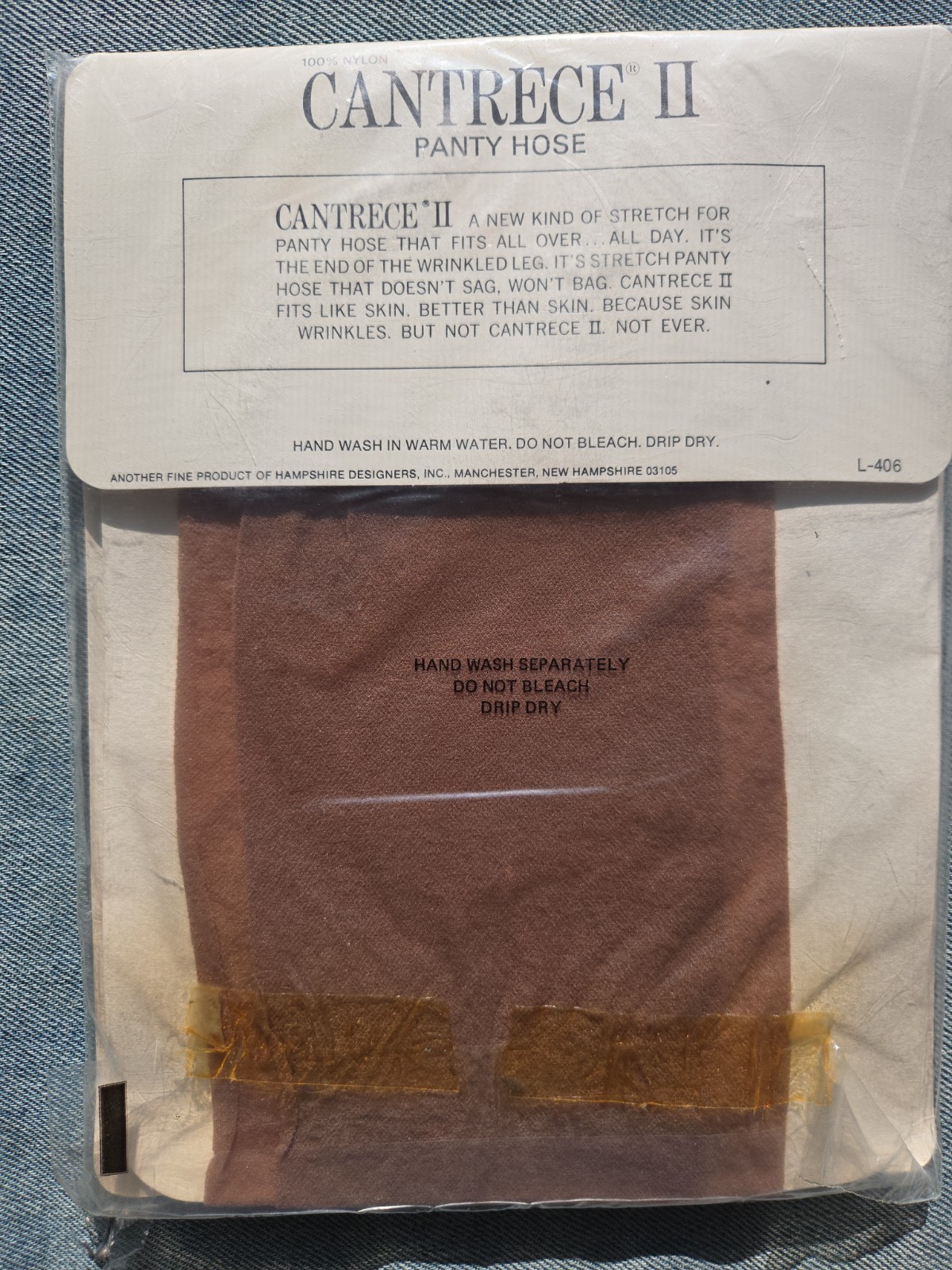 Vintage Cantrece II nude pantyhose w/ model Tan Size A