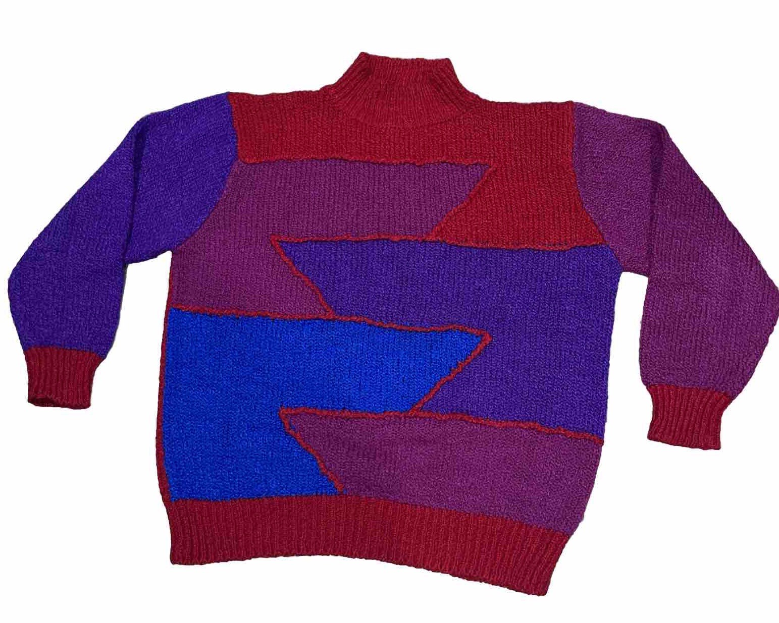 Vintage Jason Maxwell 80s Geometric Colorful Sweater Women’s XL Mock Neck