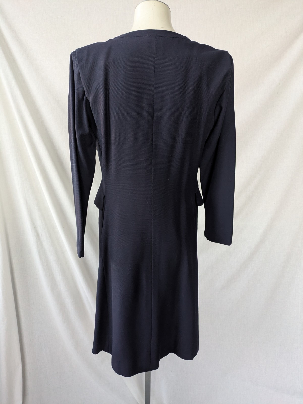 Vintage 1980s Yves Saint Laurent Rive Gauche Tunic Dress Navy Blue S/M VGUC