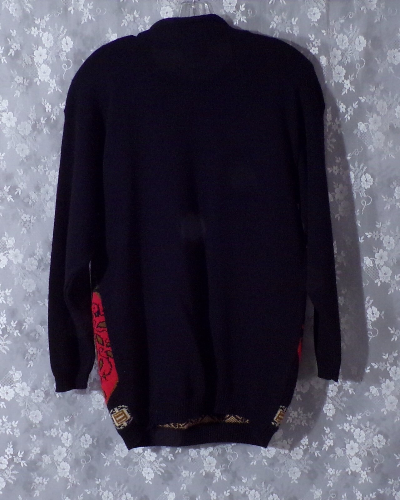 Vintage 80s Floral Sweater Size Large 1980s Retro Whimsigoth Goth Garden Boho