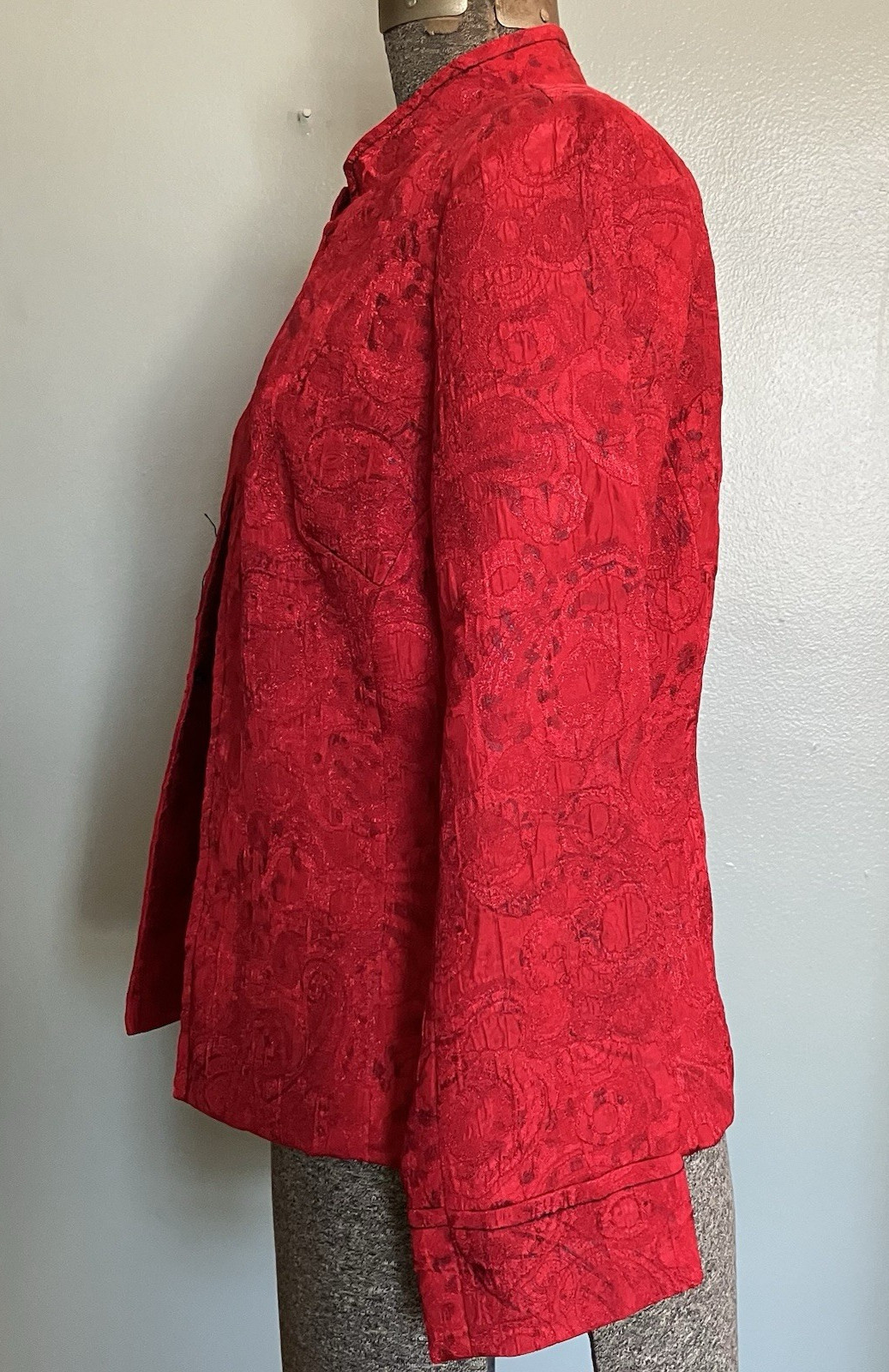 Vtg 80s Erin London Red Jacket Hook & Eye Closure Lightly Padded Shoulders