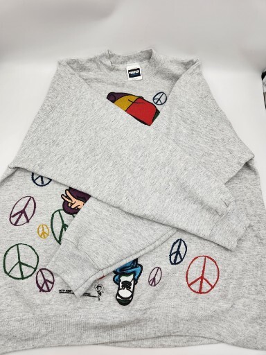 Vintage 1993 Betty Boop Hip Hop Peace Out Gray Sweatshirt 2 Sided Size XL-Tultex