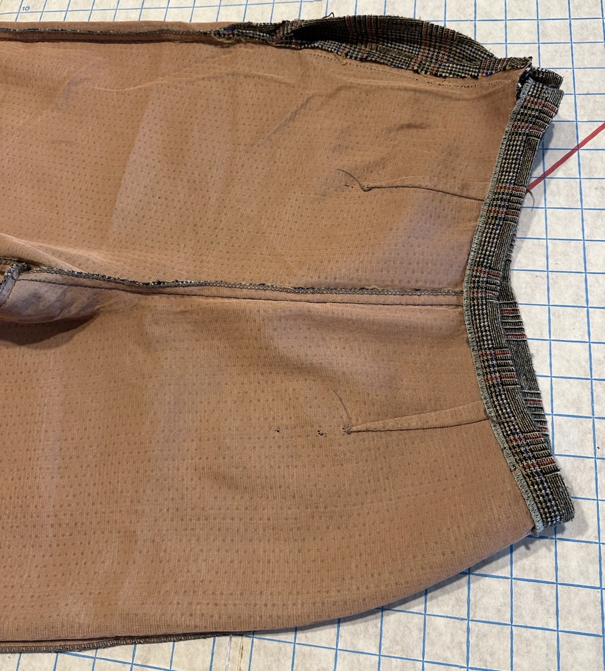 Vintage 1950s Nylon Wool Pants Women’s Tailored High Waist Glen Check Plaid