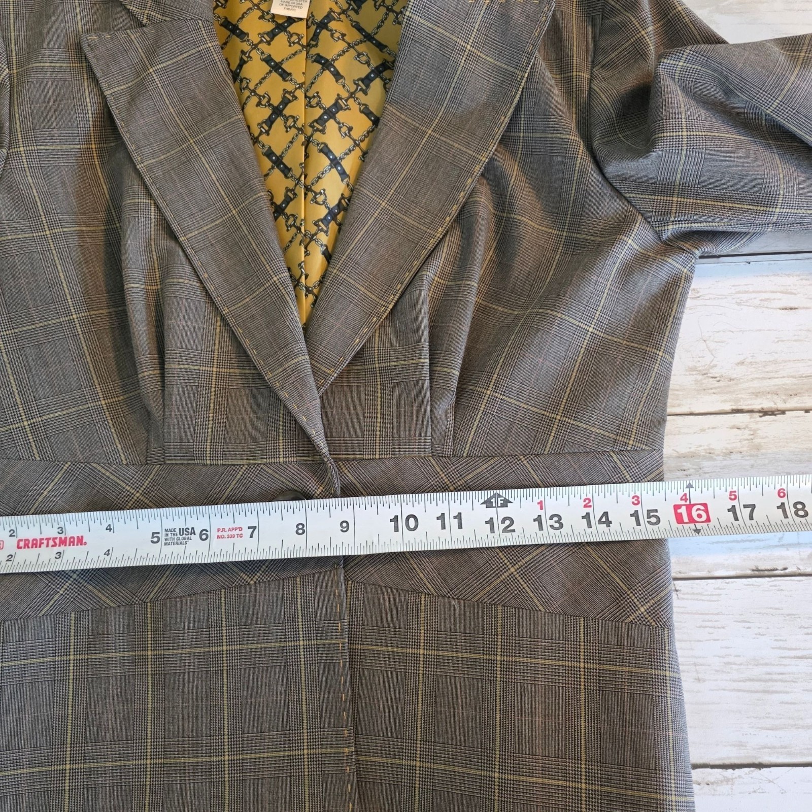 Vintage Harold’s USA Plaid Equestrian Blazer Novelty Horse Bit Lining 4 Acadamia