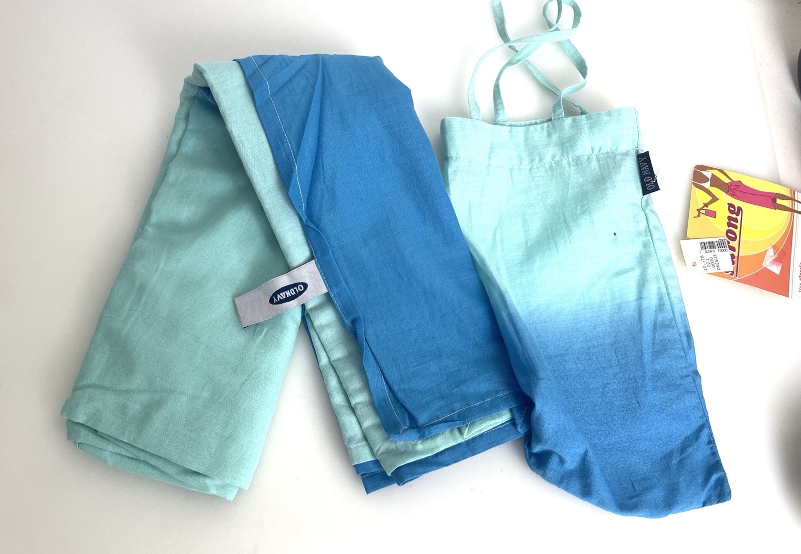 RARE 90s Y2K OLD NAVY 100% Cotton Classic Sarong Beach Cover Up w Matching Bag