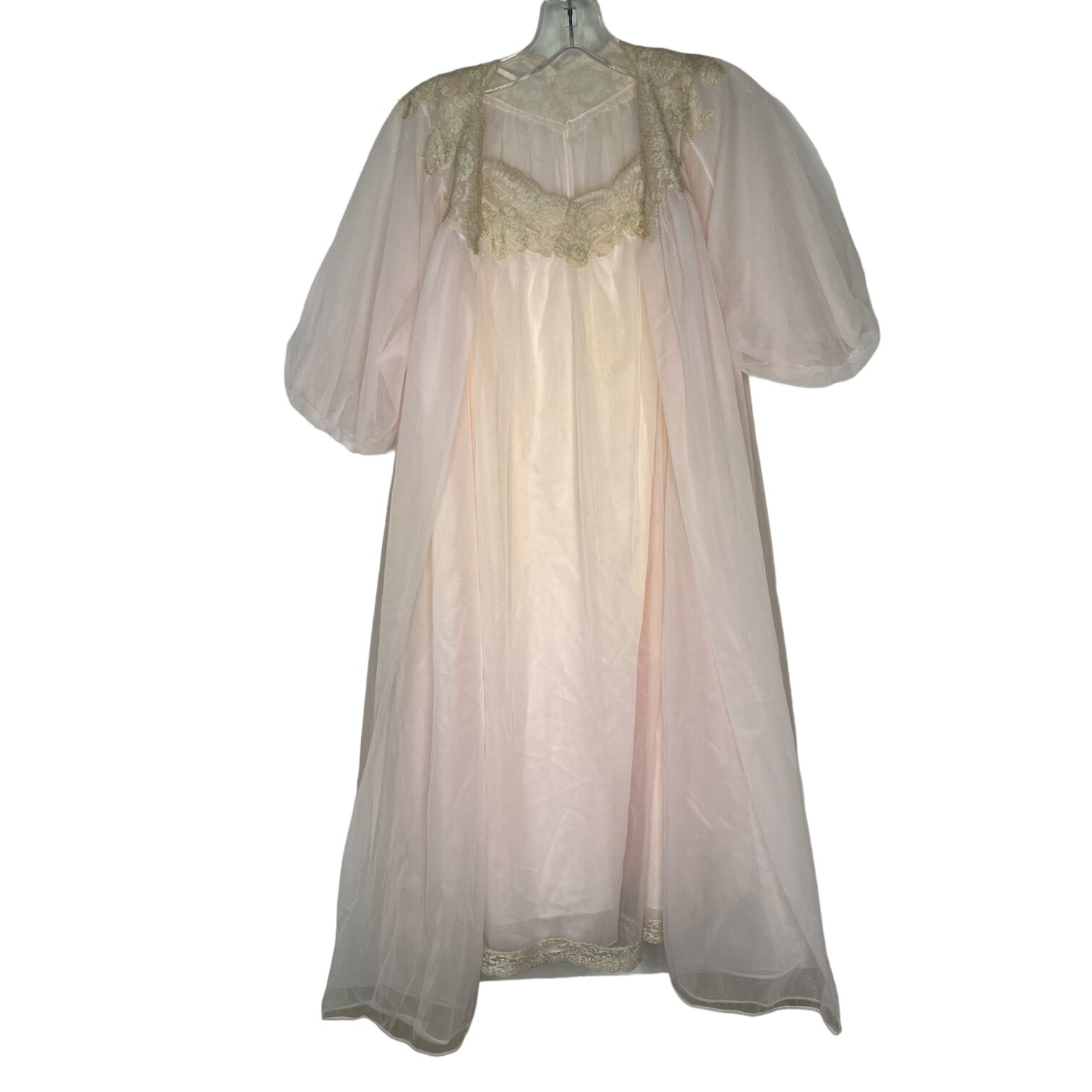 Vintage Van Raalte Blush Negligee And Peignoir Shear Lined Midi Length Women’s S