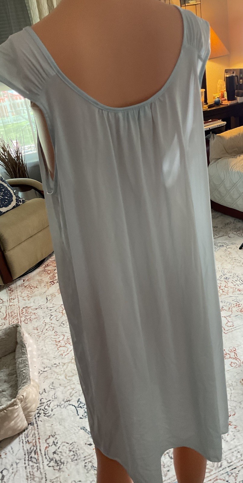 Vintage Vanity Fair Nightgown Large Blue Embroidered Style 30-122
