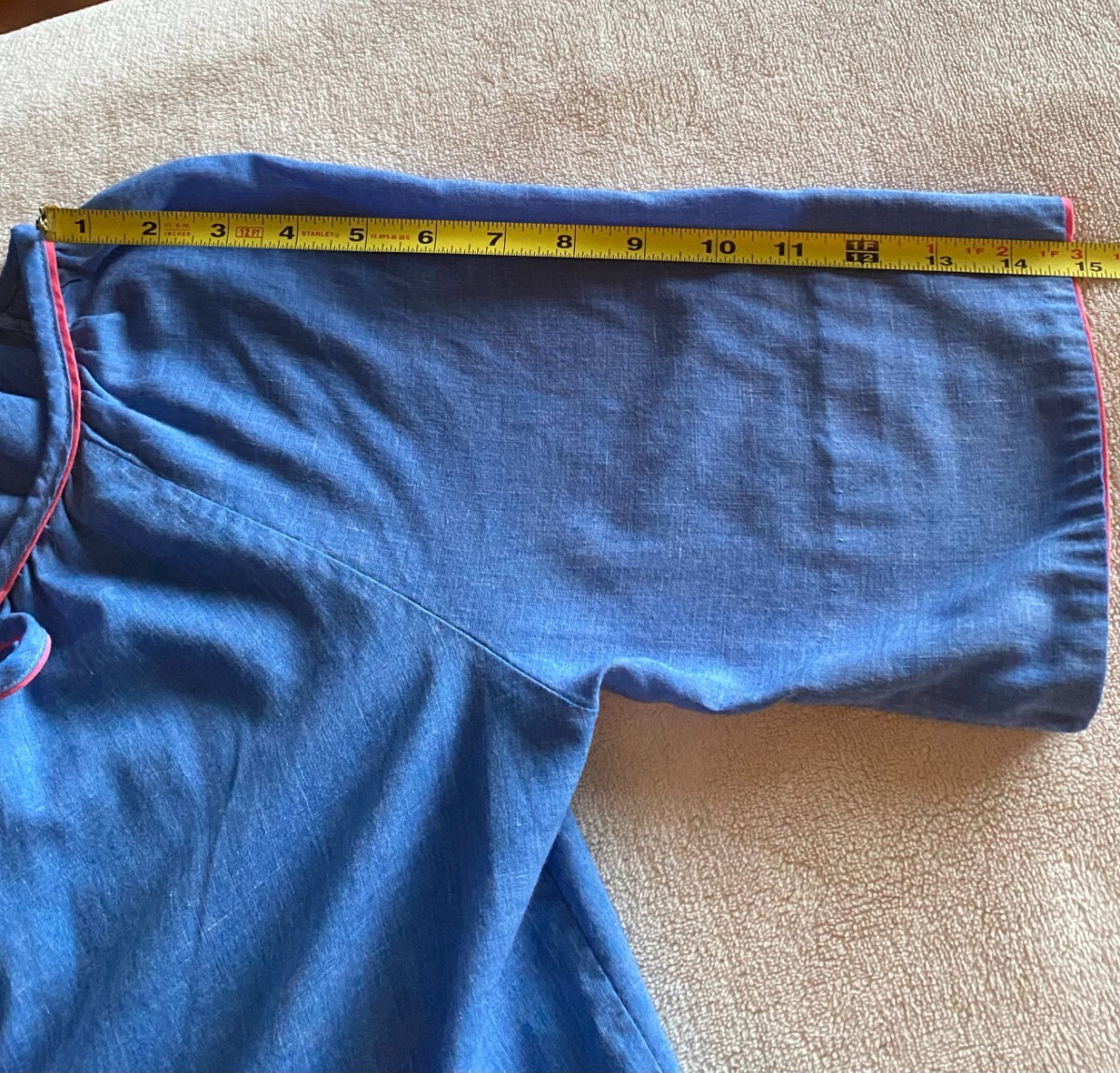 Vintage Smart Time Small Duster Robe House Dress Blue Snap Up Flower Union Made