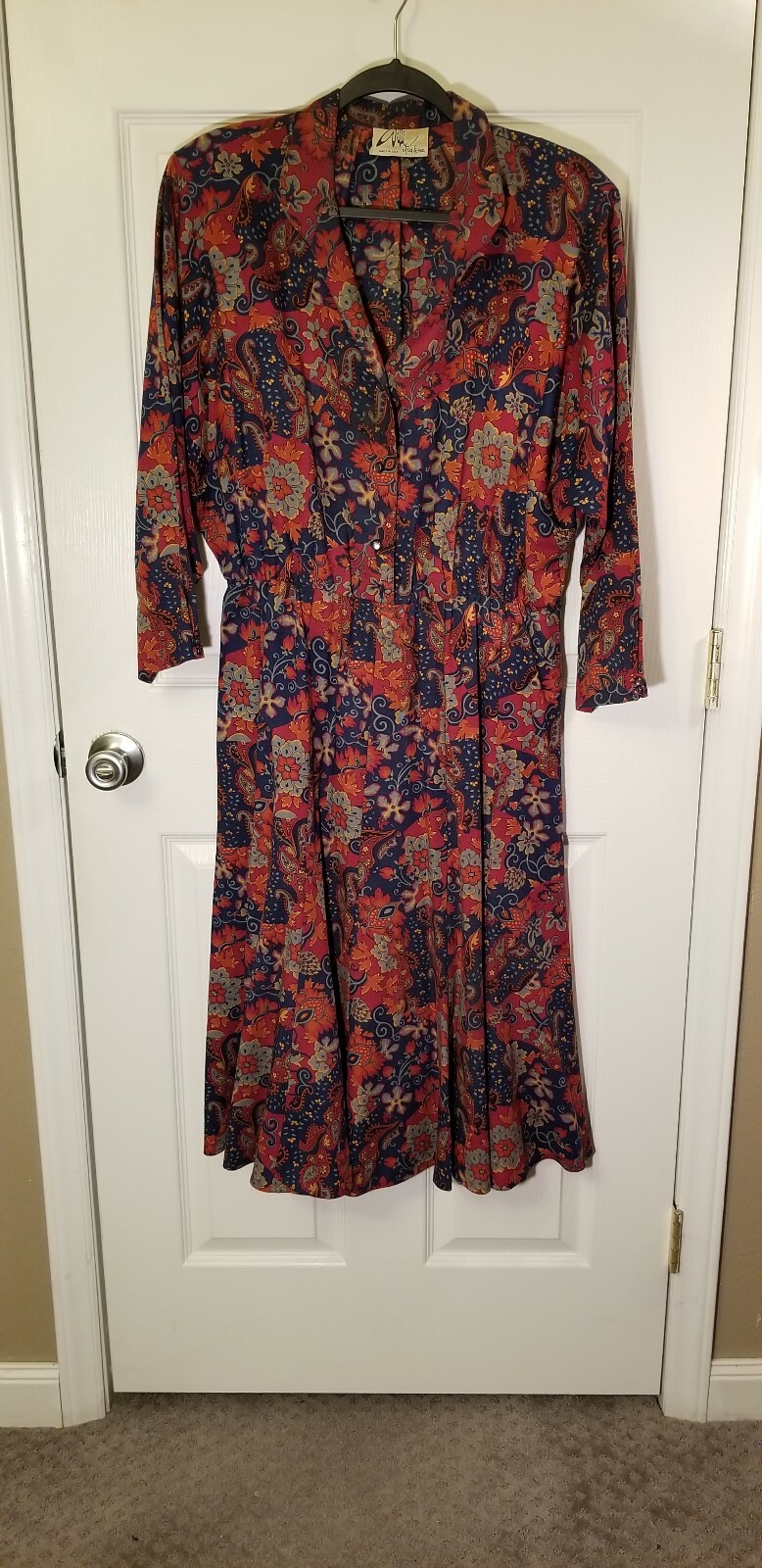 Vintage WILLIE OF CALIFORNIA Secretary Dress Sz 12/14 paisley floral,