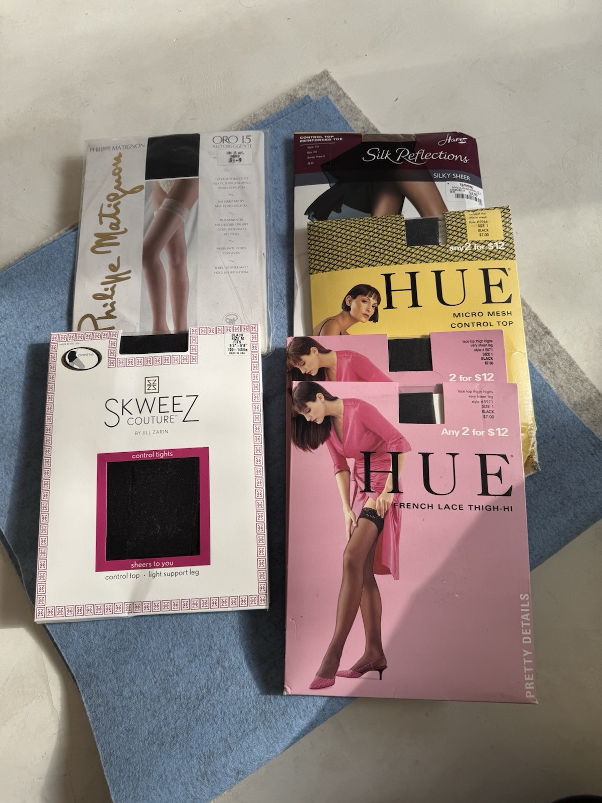 Philippe Matignon,Hue,Hanes, Skweez Stockings ThighHigh/ ControlTop Tights NEW