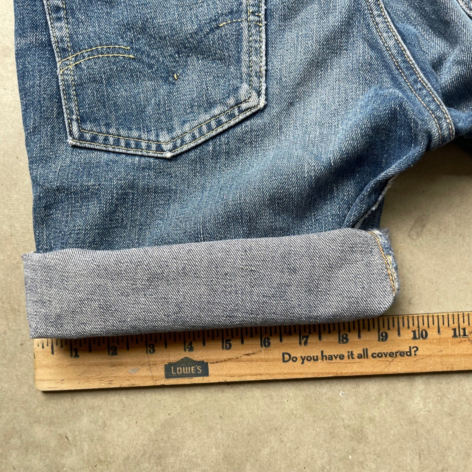 Vintage Levis 501 Big E Selvedge Denim Shorts Indigo Hidden Rivet High Waist 27