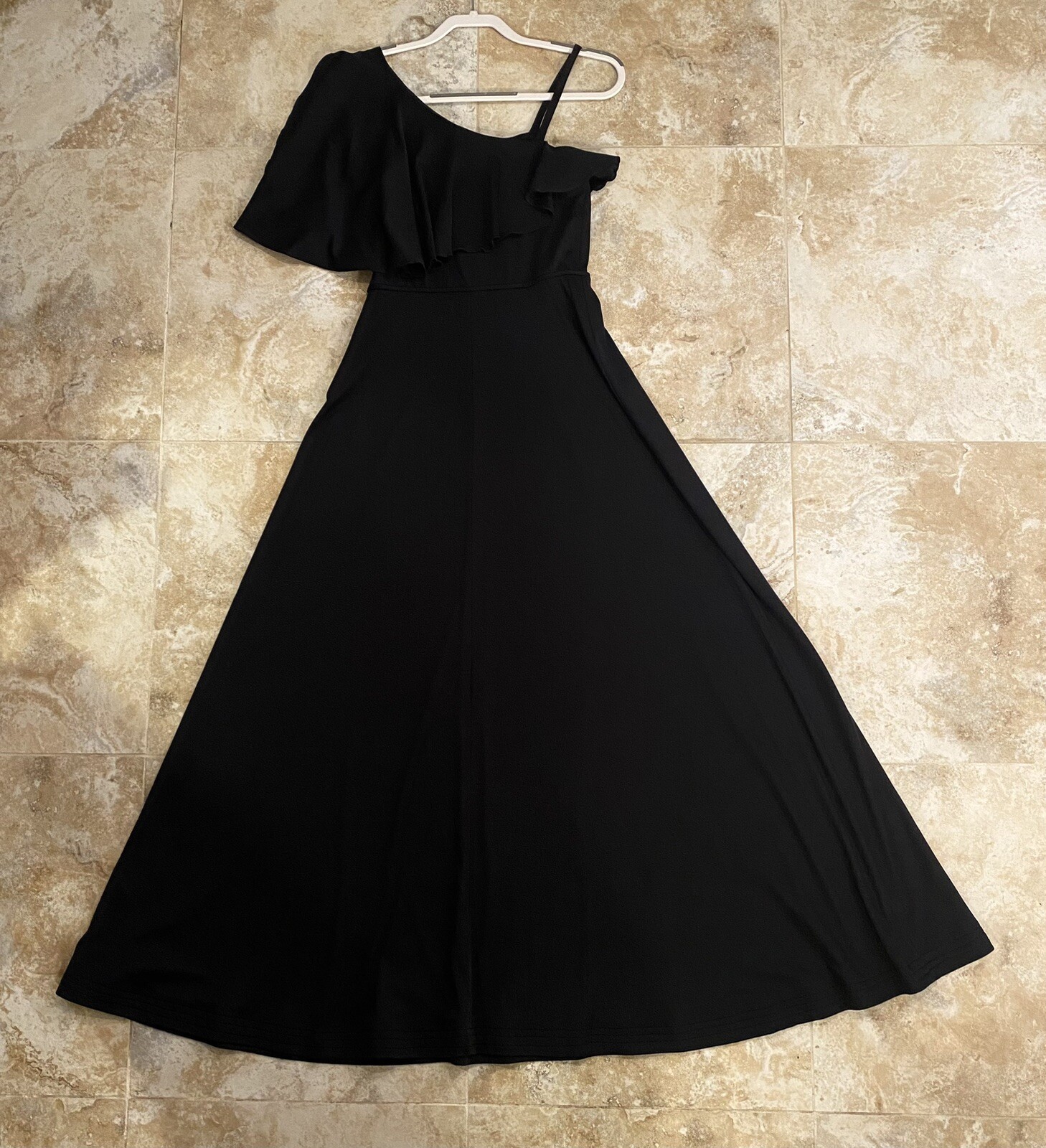 Vintage 1970s Black Maxi Dress By Ursula Of Switzerland 11/12, Modern S/M