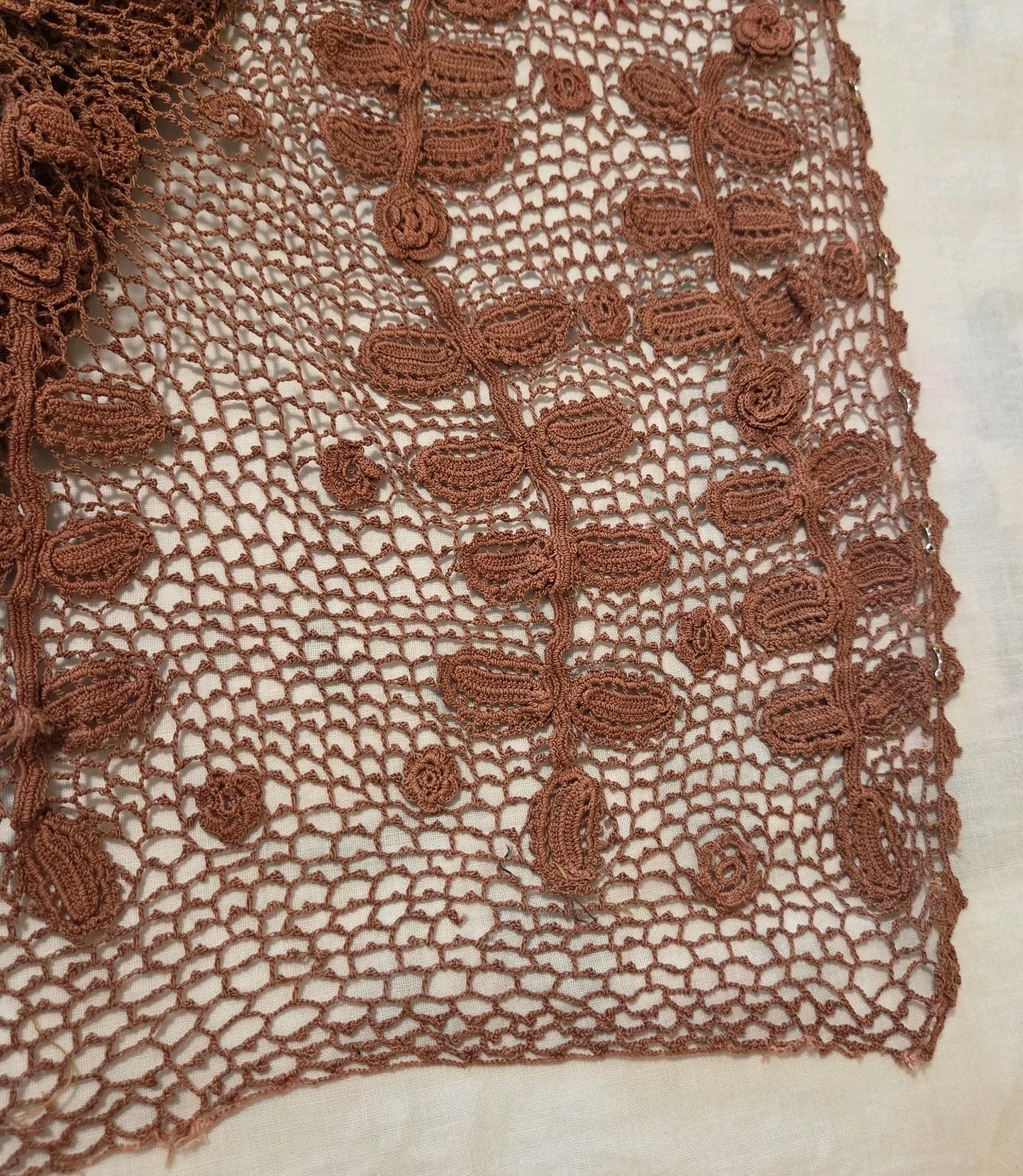 Victorian Irish Crochet Lace Top Blouse Mock Neck Edwardian Steampunk Size SM
