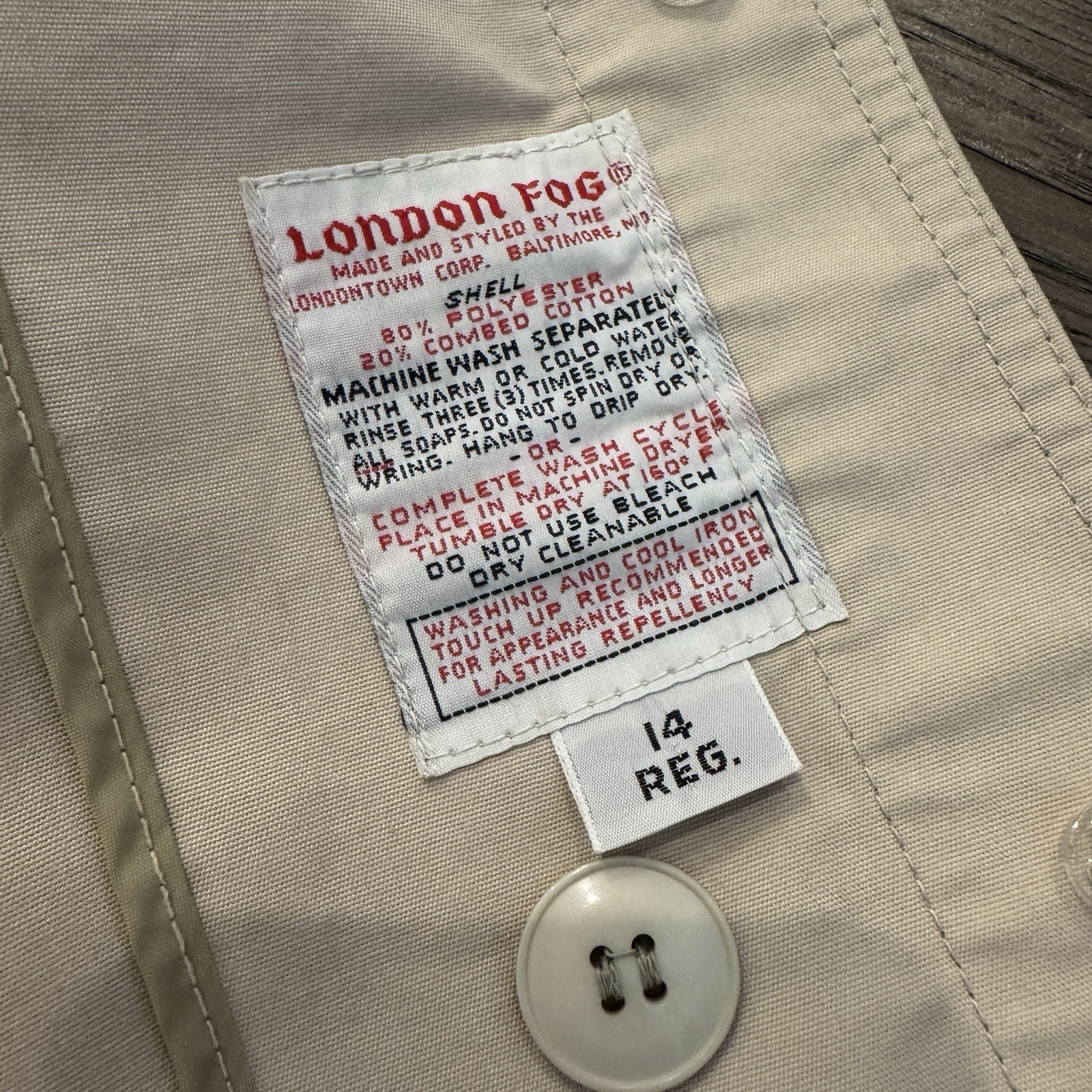 Vintage 70s London Fog Weatherwear Trench coat Jacket 14 Drawstring Lightweight