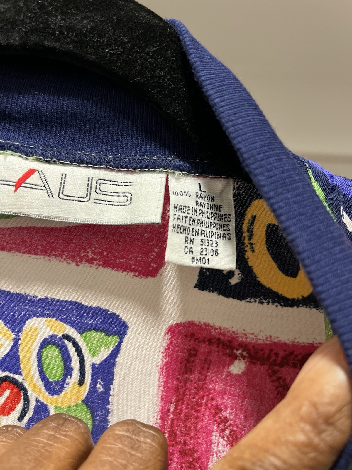Chaus Multicolor Abstract vintage bomber jacket retro 80’s skirt set. Lrg.