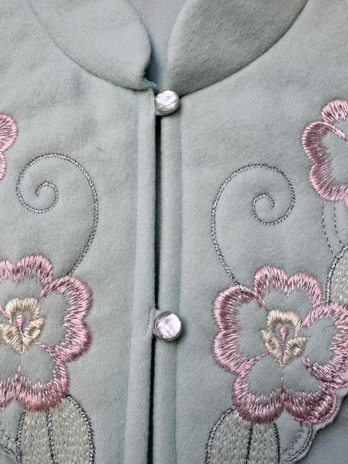 VTG Shadowline Fleece Bed Jacket Robe Embroidery NOS w/Tag 80’s Cottagecore S/M