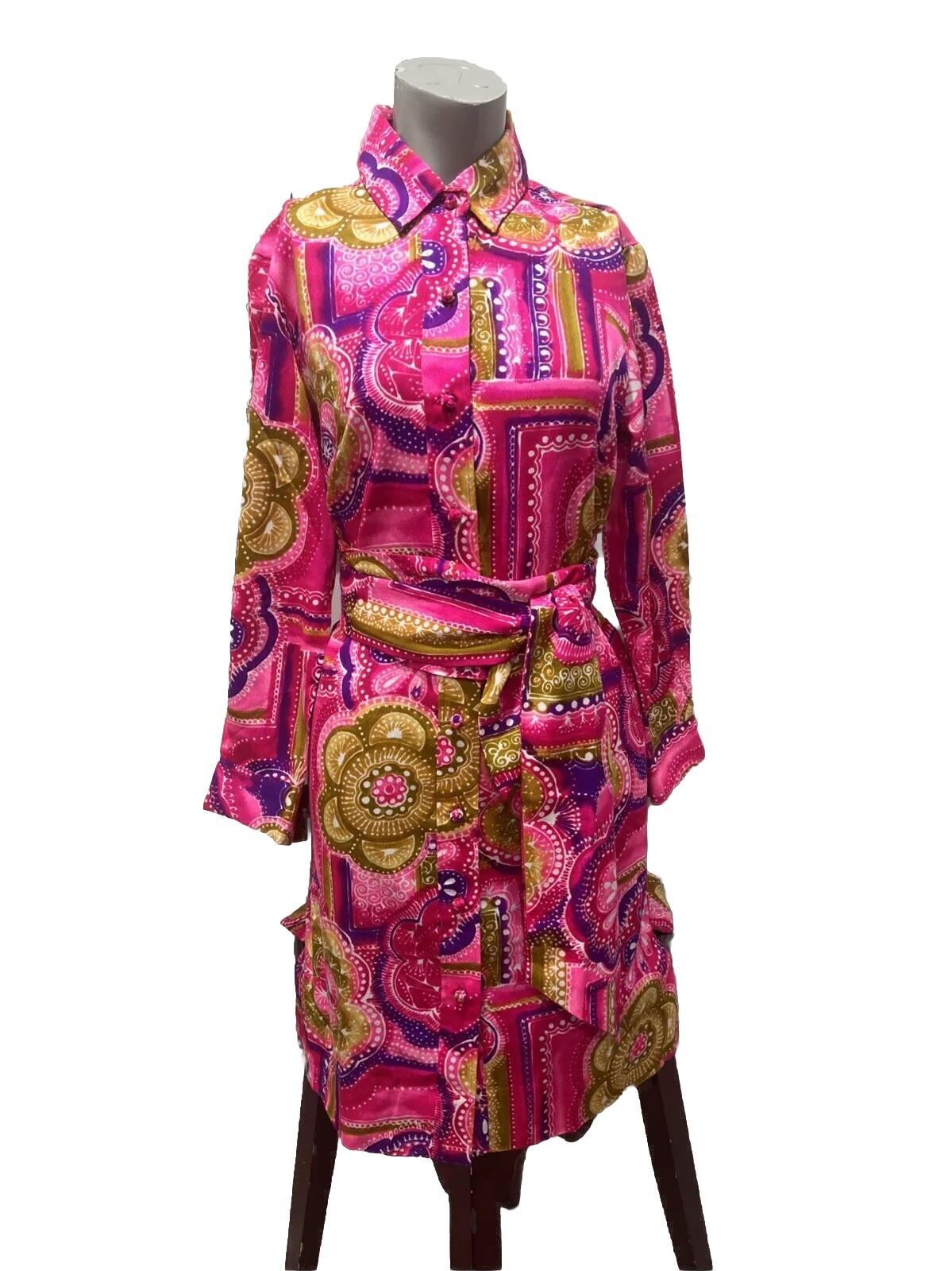Penthouse Gallery Vintage Shirtdress Pop Art Design W/ Sash SM. Japan.