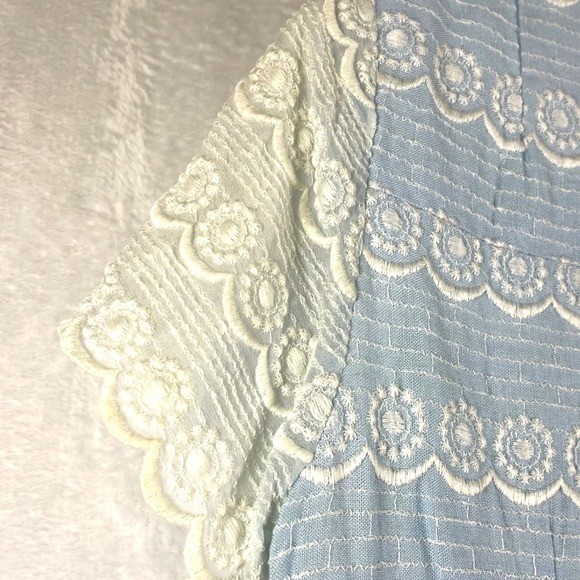 Vintage Leslie Pomer 1950’s Blue Lace Sheath Dress Short Sleeve Mod Style