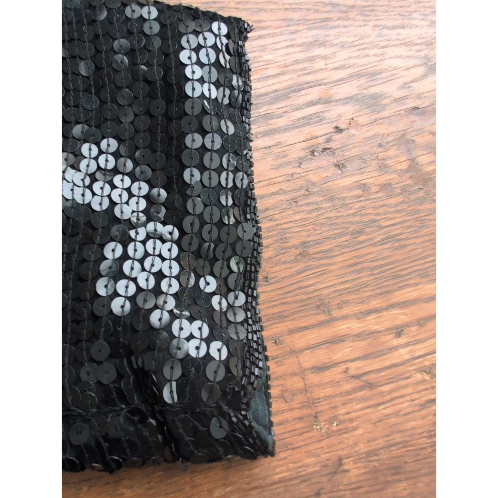 Royal Feelings Silk Sequin Black Party Rave Sparkle Cocktail Top Women L Vintage