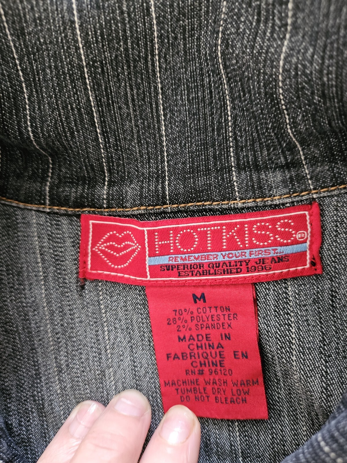 Hot Kiss One Piece Denim Pinstrip Pantsuit Belted Jumper SZ M Y2K