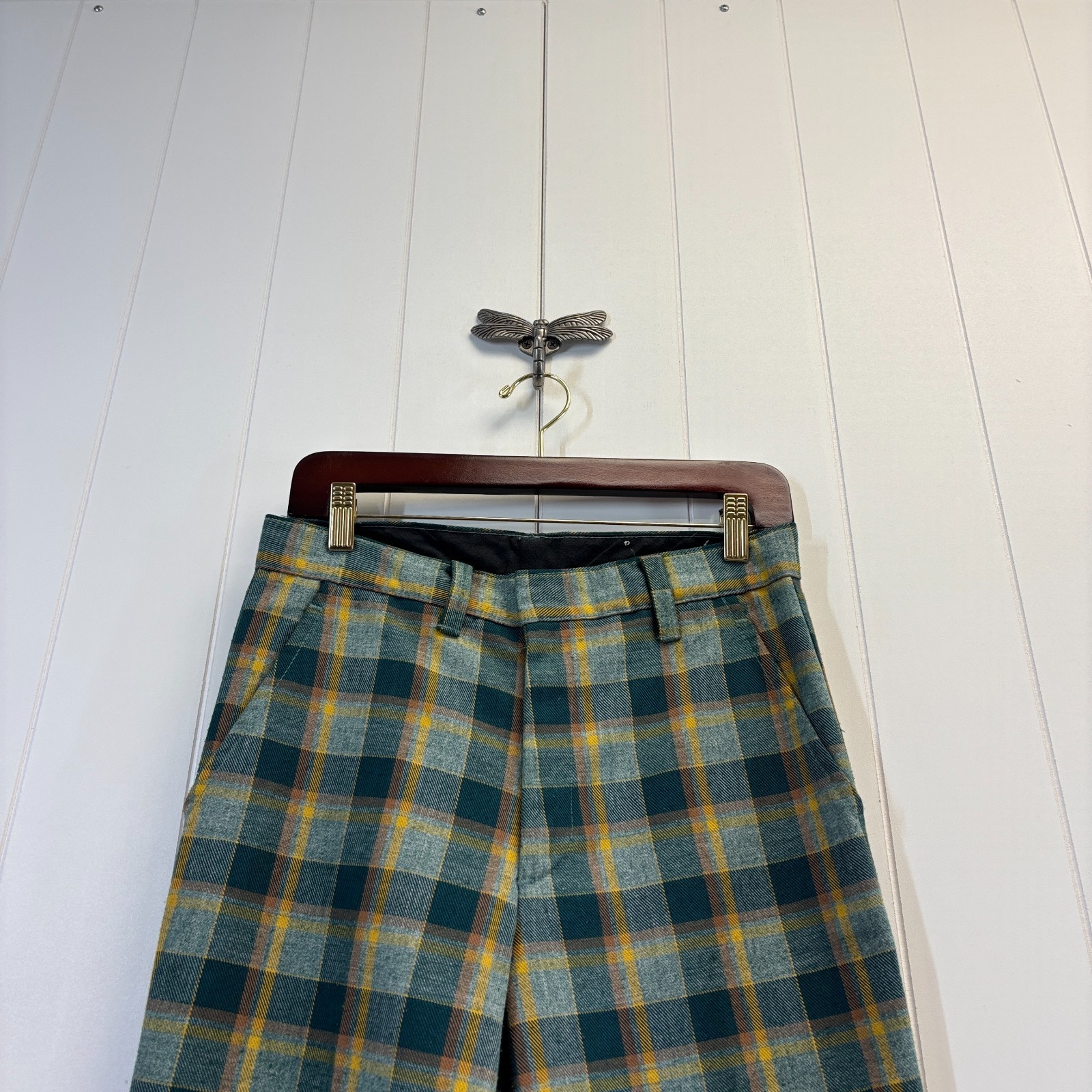VTG Farah Unisex Retro Plaid Wool Blend Cuffed Pants Size 30 Academia Classic