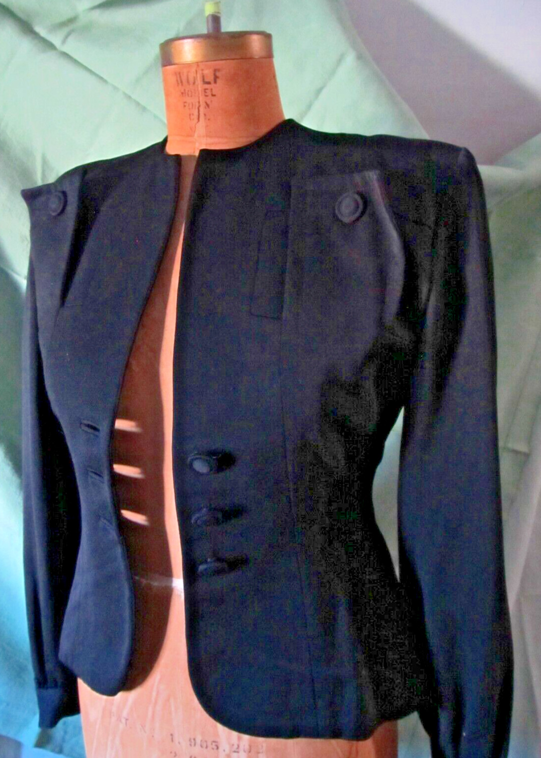 Vintage 1940’s black wool gaberdine jacket by Paramount Salt Lake City sz S