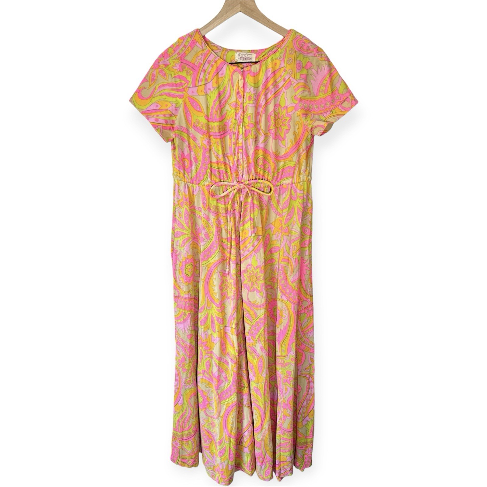 Vintage Evelyn Pearson Maxi Dress Size Small 60s 70s Colorful Brady Bunch Groovy