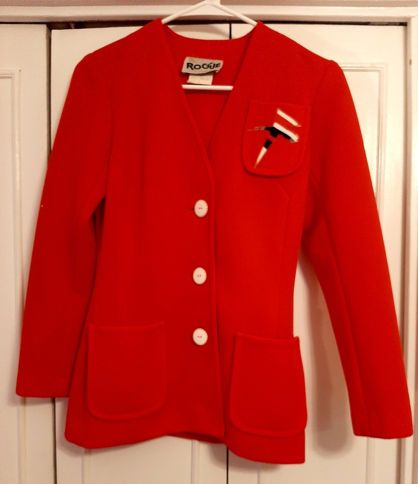 Red Vintage Jacket and Pants Casual Set for Women