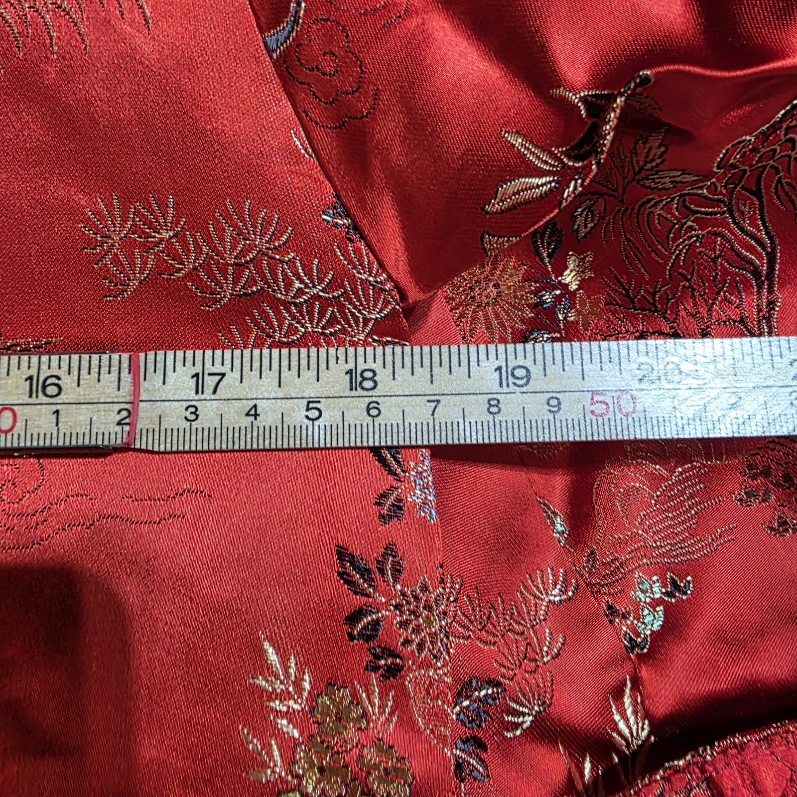 Vintage Red Chinese Embroidered Long Dress Coat Women’s Small Brocade Satin