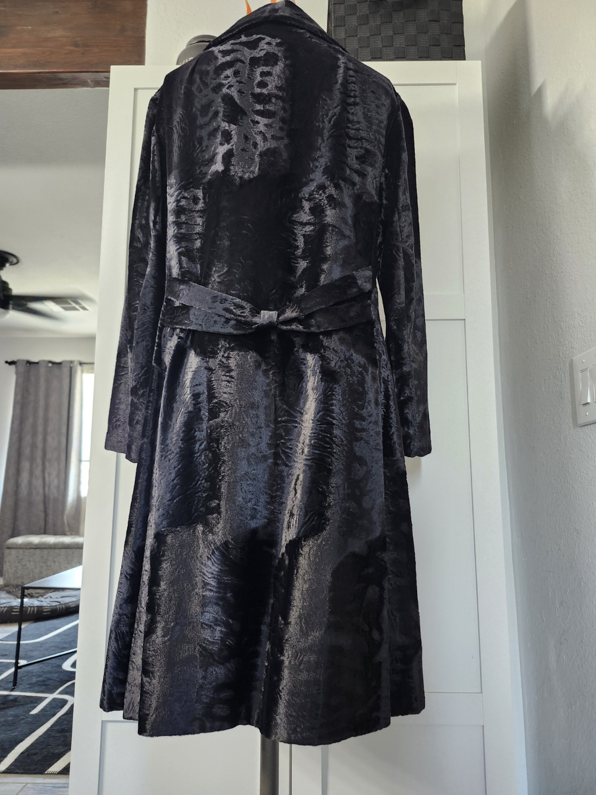 STUNNING VTG 50s Velvet Fur Double Breasted Coat ENGLAND Borella Sportowne M/L