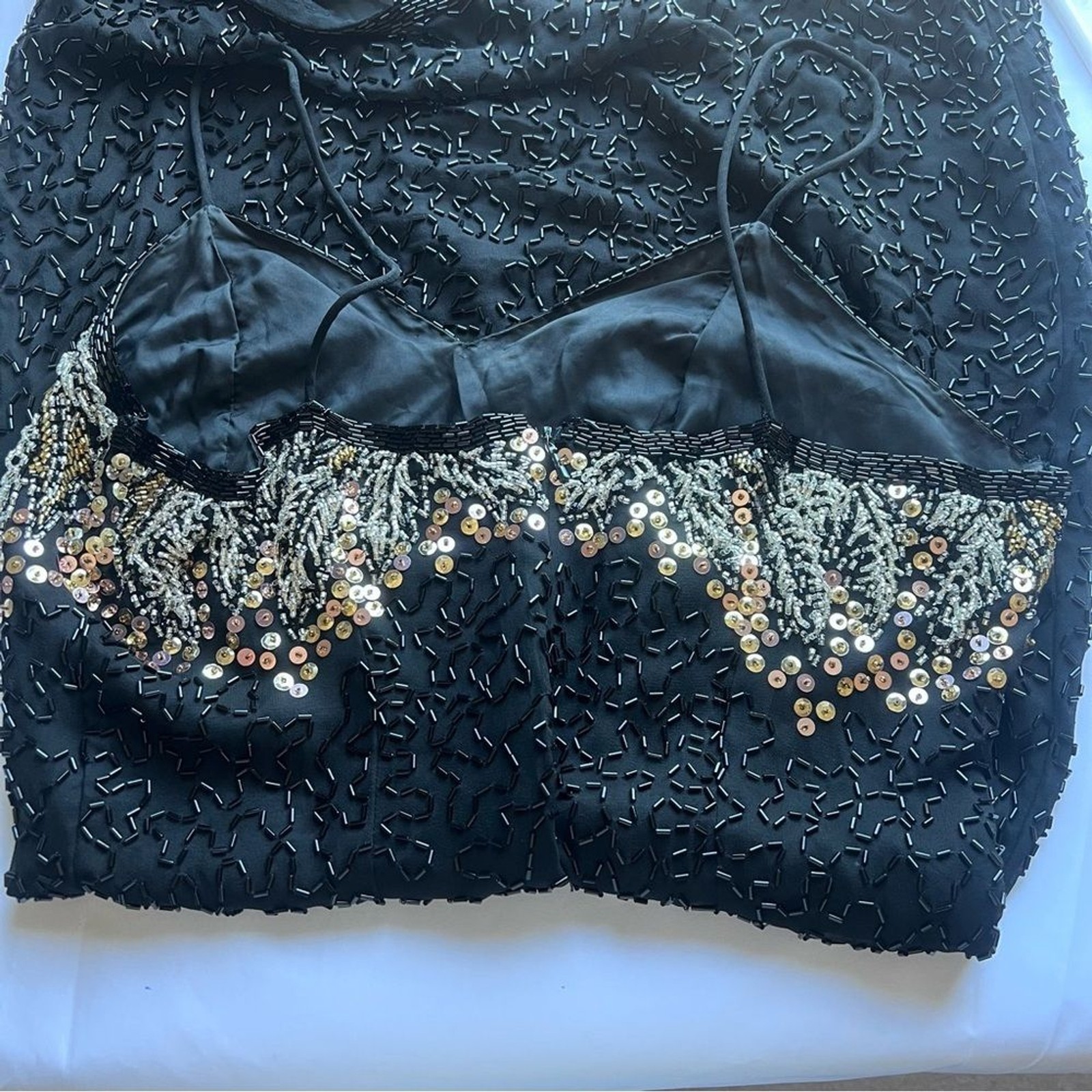 Sho Max Originals Vintage Party Dress Size Small. 100% Silk Beaded Holiday Dress