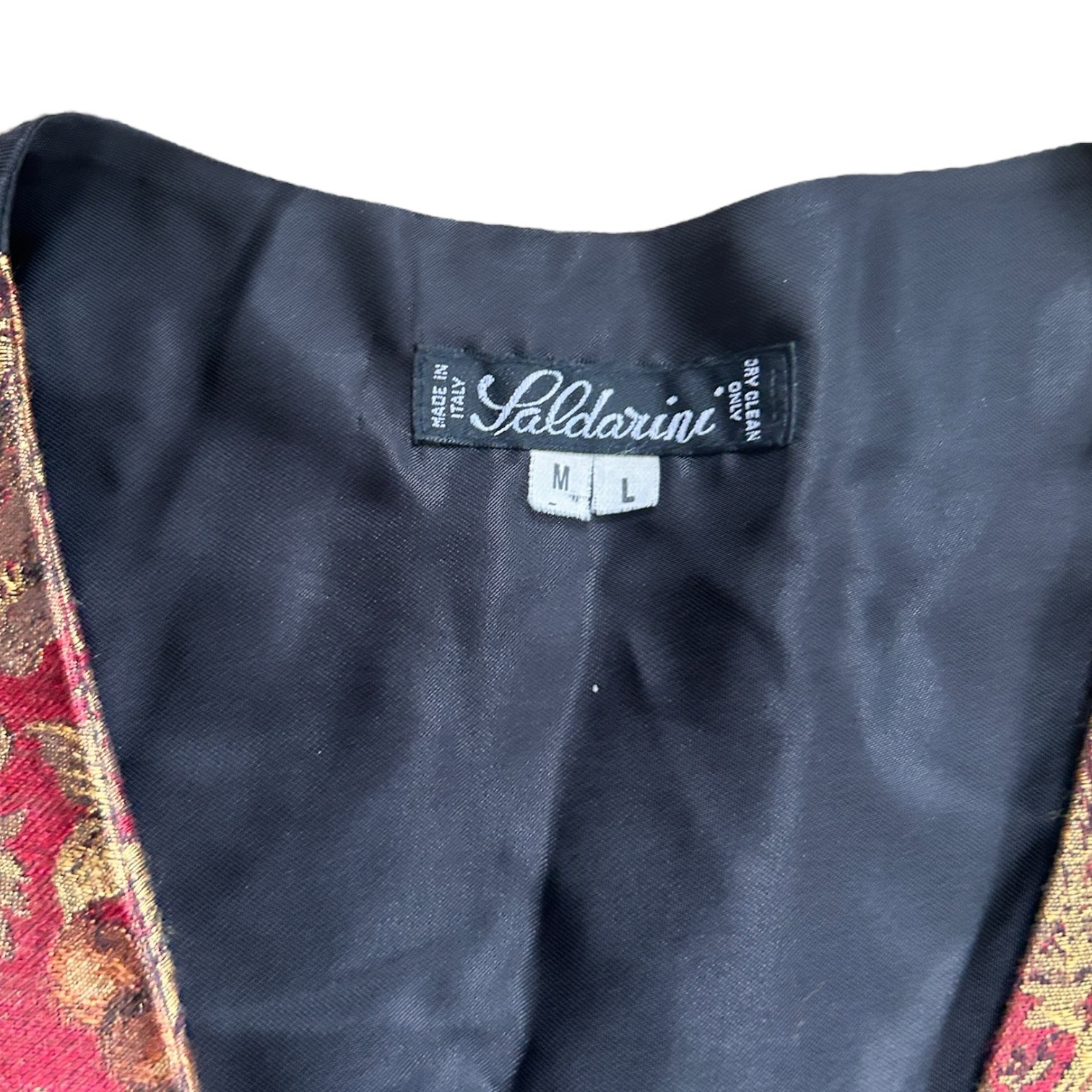 Saldarini Silk Wool Blend Vest Burgundy Fall Floral Brocade Made in Italy M/L